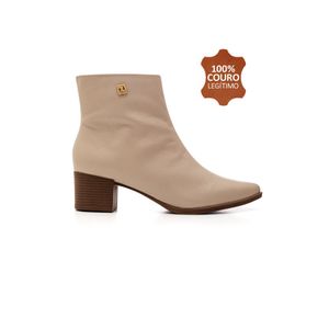 Bota Social Via Marte Cano Baixo Couro Atenas Feminina 231-007-01 Bege