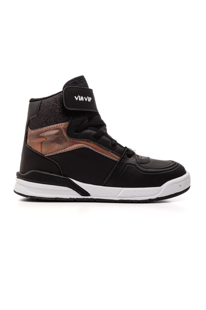 Tenis-Via-Vip-Casual-Juvenil-Menina-Cano-Alto-Vv4020-Preto