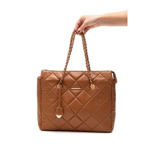 Bolsa Tote Via Marte Matelassê Grande Feminina B1-160-01 Marrom