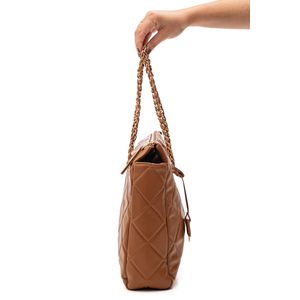 Bolsa Tote Via Marte Matelassê Grande Feminina B1-160-01 Marrom