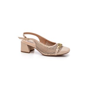 Sapato Dakota De Salto Bloco Feminino  Vazados A Laser D0082-04 Off-White
