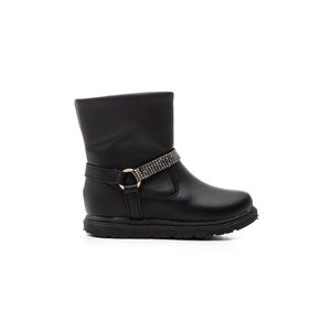 Bota Pekilili Cano Médio Infantil Menina Tira Strass 084.005.002 Preto