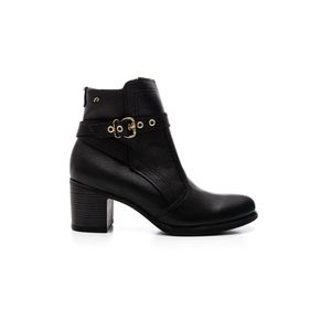 Bota Pegada Feminina Cano Curto Em Couro Forrada 280401-05 Preto