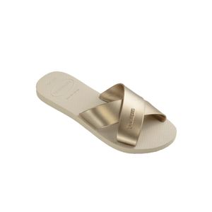 Chinelo Havaianas Aqua Metallic Slide Feminino Off-White