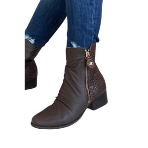Bota Dina Mirtz Cano Médio  Feminina Salto Baixo 12.714 Marrom