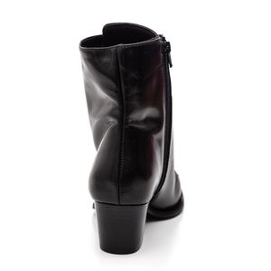 Bota Hits Cano Curto Feminina Cadarço Couro 499s-6319 Preto