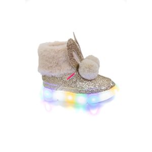Bota Novopé Lã Sintética Infantil Menina Bunny Led 50001375-3775 Ouro
