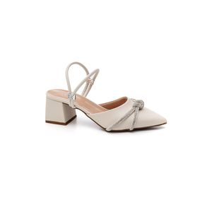 Sapato Chá De Mel Bico Fino Feminino Nobuck 164480 Off-White