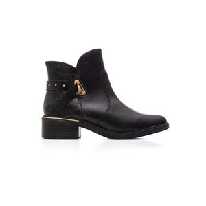 Bota Comfortflex Cano Curto Feminina Couro 2569301-02 Preto
