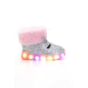 Bota Novopé Lã Sintética Infantil Menina Unicórnio Led 50001411-3779 Prata