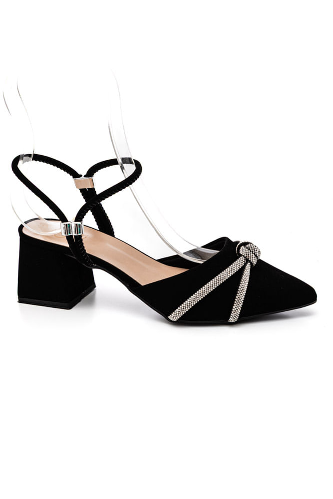 Sapato Chá De Mel Bico Fino Feminino Nobuck 164480 Preto