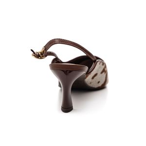 Sapato Scarpin Tanara Slingback Feminino Em Couro T8841-01 Animal Print