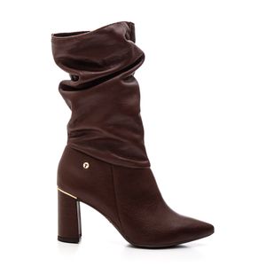 Bota Tanara Salto Médio Feminina Em Couro T8914-04 Marrom