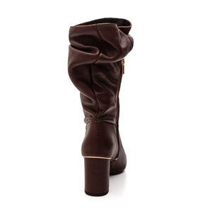 Bota Tanara Salto Médio Feminina Em Couro T8914-04 Marrom