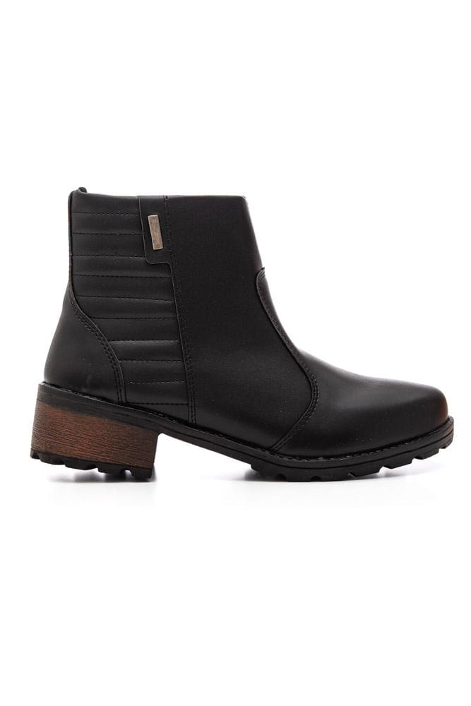 Bota Chá De Mel Cano Curto Feminina Salto Bloco 8616 Preto