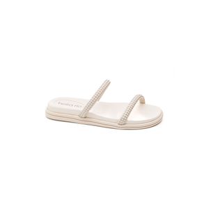 Chinelo Beira Rio Rasteira Feminina Strass 8488.105.29165 Off-White