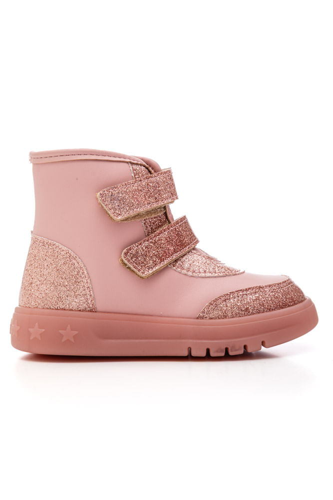 Bota Molekinha Cano Alto Infantil Menina Velcro 2185.101.29519 Rosa