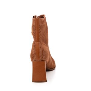 Bota Bebecê Knit Cano Médio Feminina Bico Fino T4338-298 Caramelo