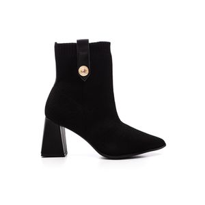 Bota Bebecê Knit Cano Médio Feminina Bico Fino T4338-298 Preto