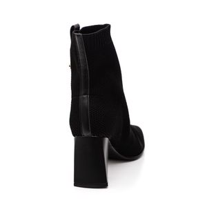 Bota Bebecê Knit Cano Médio Feminina Bico Fino T4338-298 Preto