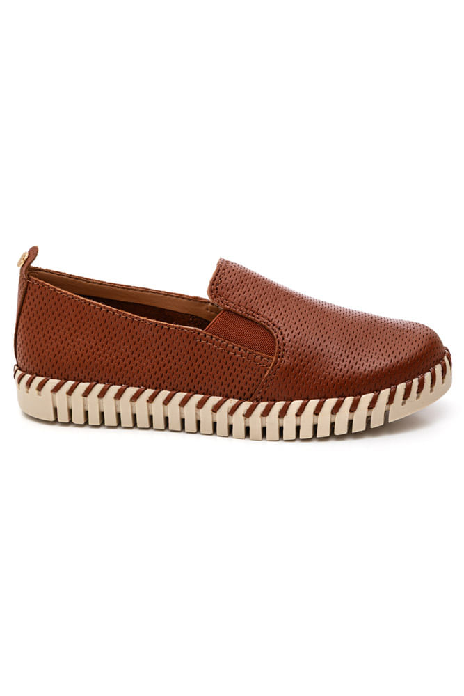 Tênis Bottero Confort Slip On Feminino Couro 369508 Caramelo
