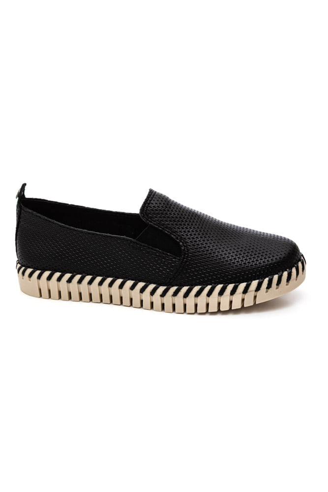 Tênis Bottero Confort Slip On Feminino Couro 369508 Preto