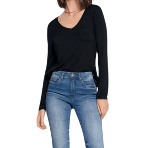 Blusa Lunender Manga Longa Basica Com Bolso 00343 Preto