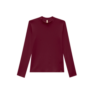 Blusa Lunender Manga Longa Canelada Com Gola Alta 00342 Bordo