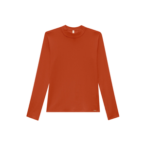 Blusa Lunender Manga Longa Canelada Com Gola Alta 00342 Laranja