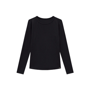 Blusa Lunender Básica Canelada Manga Longa 00388 Preto