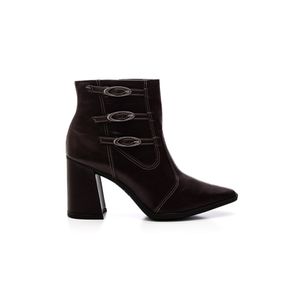 Bota Dakota Cano Curto Salto Alto Fivelas D0432-02 Marrom