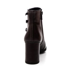 Bota Dakota Cano Curto Salto Alto Fivelas D0432-02 Marrom