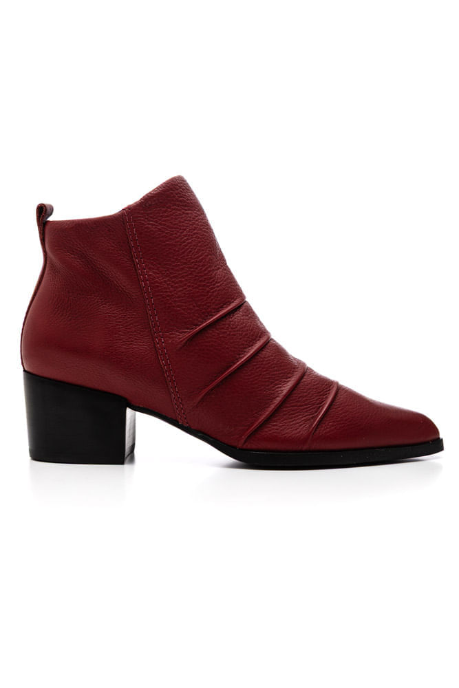 Bota Bottero Cano Curto Feminina Couro 349308 Bordo