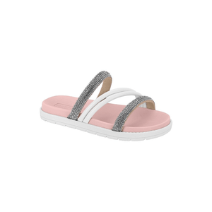 Chinelo Molekinha Rasteira Juvenil Menina Strass 2352.107 Branco