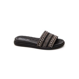 Chinelo Rasteira Beira Rio Slide Feminina Strass 8528.206 Preto