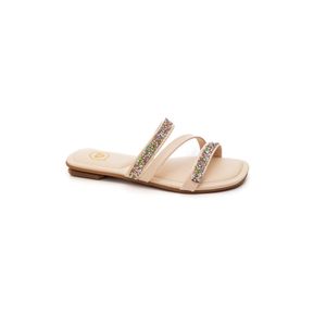 Chinelo Molekinha Rasteira Juvenil Menina Tiras Strass 2354.117 Off-White