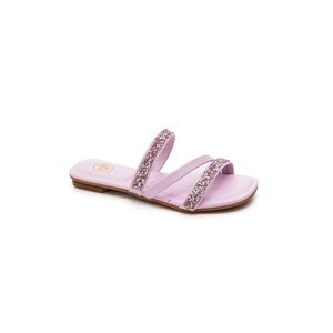 Chinelo Molekinha Rasteira Juvenil Menina Tiras Strass 2354.117 Lilas