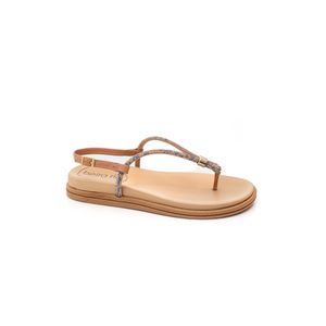 Sandalia Beira Rio Rasteira Feminina Strass 8513.109 Nude