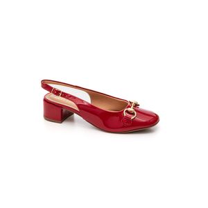 Sapato Slingback Sua Cia Salto Bloco Feminino Verniz 8380.15967 Vermelho