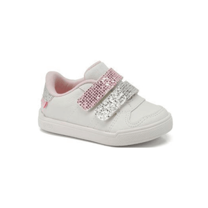 Tênis Klin Casual Bebe Menina Velcro 358.001-1195 Branco