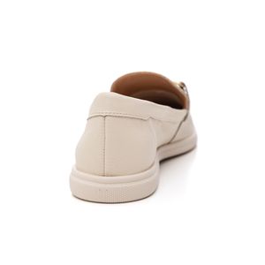 Sapato Mocassim Comfortflex Feminino Couro 2560303-01 Off-White