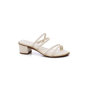 Tamanco Beira Rio Salto Grosso Feminino Tiras Finas 8379.249.21191 Off-White