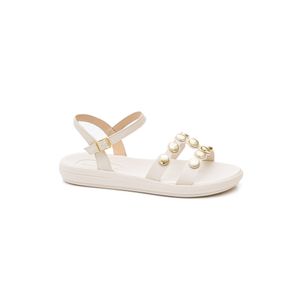 Sandália Moleca Rasteira Feminina Botões Dourados 5525.106.9569 Off-White
