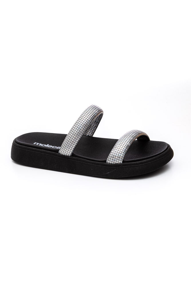 Chinelo Moleca Papete Feminina Tiras Prateadas 5507.101.28958 Preto