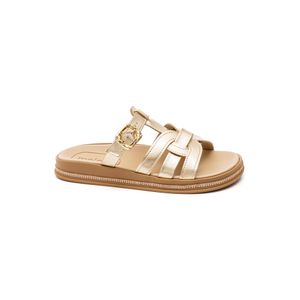 Chinelo Moleca Rasteiro Feminino Slide Fivela 5509.202 Ouro