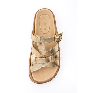 Chinelo Moleca Rasteiro Feminino Slide Fivela 5509.202 Ouro