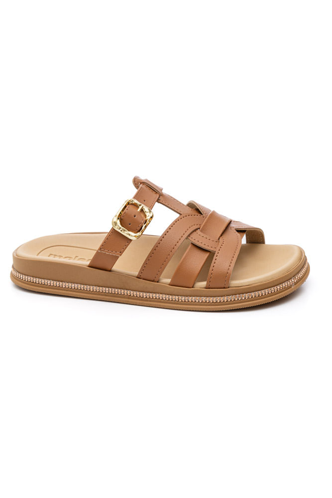 Chinelo Moleca Rasteiro Feminino Slide Fivela 5509.202 Caramelo