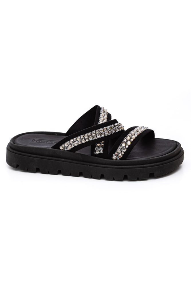 Chinelo Moleca Papete Feminino Strass 5504.108.29184 Preto