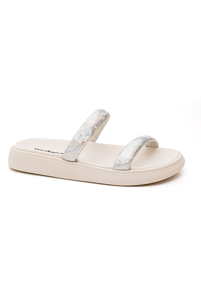 Chinelo Moleca Papete Feminina Tiras Prateadas 5507.101.28958 Off-White