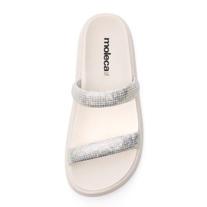 Chinelo Moleca Papete Feminina Tiras Prateadas 5507.101.28958 Off-White
